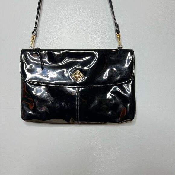 Amanda Smith, Vintage Patent Leather Crossbody Evening Bag Convertible Clutch - Picture 1 of 11